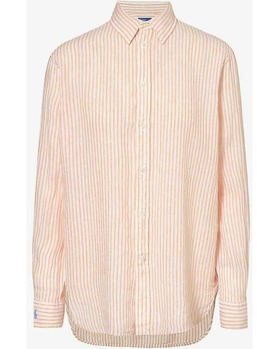 Polo Ralph Lauren Stripe-print Relaxed-fit Linen Shirt - Pink