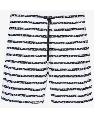 Vilebrequin Moorea Striped Recycled-polyamide Swim Shorts - White