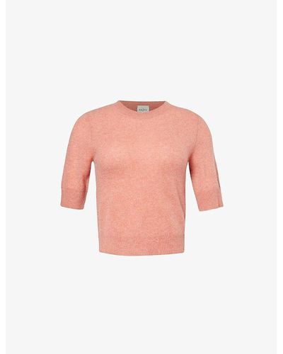 LeKasha Cropped Short-sleeved Organic-cashmere Sweater - Pink