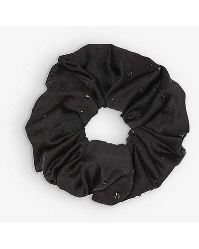 Sandro Crystal-embellished Woven Scrunchie - Black