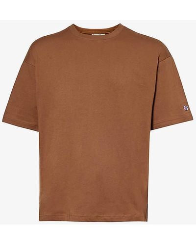 Champion Brand-appliqué Regular-fit Cotton-jersey T-shirt - Brown