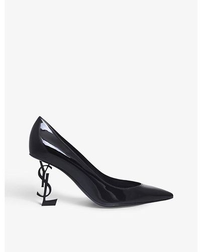 Saint Laurent Opyum 85 Patent-leather Courts - White