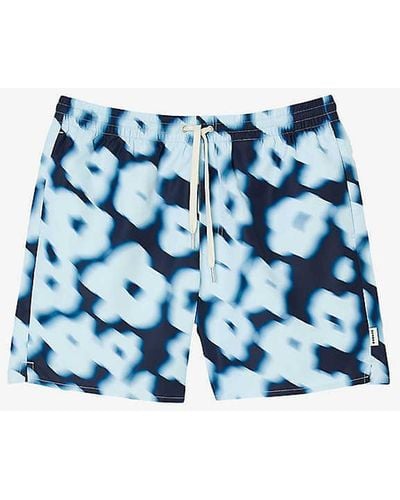Sandro Floral-print Elasticated-waist Woven Swim Shorts - Blue