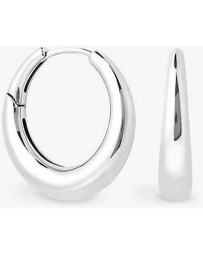 Astrid & Miyu Dome Rhodium-plated Recycled Sterling- Hoop Earrings - White