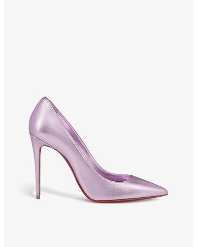 Christian Louboutin Kate 100 Pointed-toe Leather Heeled Courts - Purple