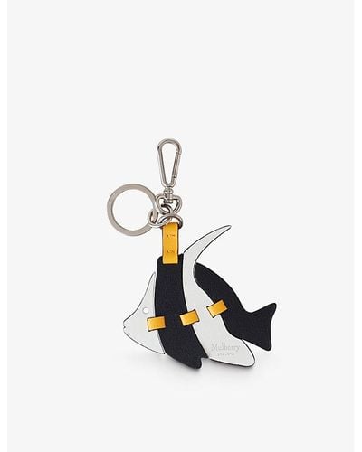 Mulberry Angel Fish Puzzle Leather Keyring - White