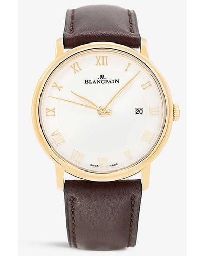 Blancpain 6651-3642-55b Villeret Ultraplate 18ct Rose-gold And Leather Automatic Watch - White
