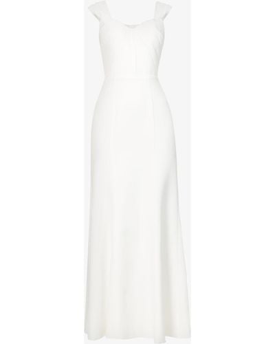 Chi Chi London Pleated-bodice Stretch-woven Wedding Gown - White