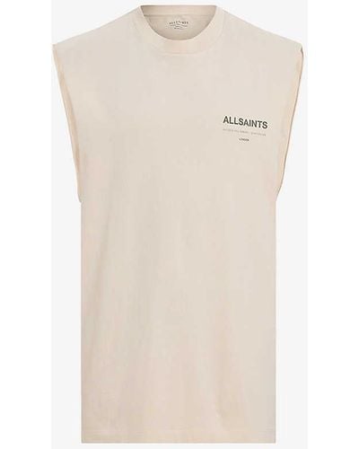 AllSaints Access Logo-print Organic-cotton Tank Top - White