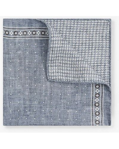 Reiss Cataldo Reversible Silk Pocket Square - Blue