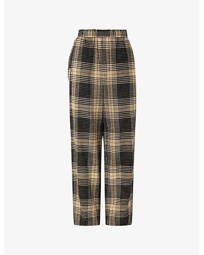 Soeur Andreas High-rise Checked Cotton Pants - Green