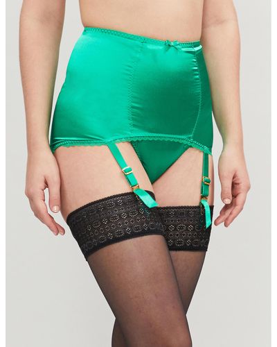 Agent Provocateur Felinda High-rise Silk-blend Satin Suspender Belt - Green
