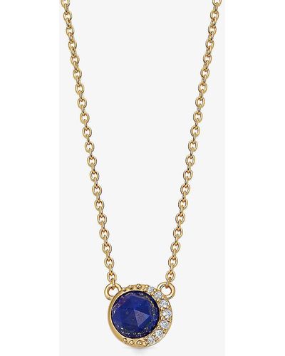 Astley Clarke Luna Lapis 18ct Yellow Gold-plated Vermeil Sterling-silver And Pavé Pendant Necklace - White