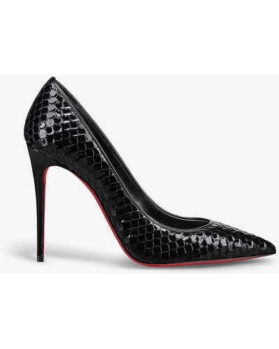 Christian Louboutin Kate 100 Pointed-toe Patent-leather Heeled Courts - Black