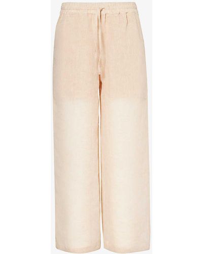 LeKasha Wide-leg High-rise Linen Trousers - White