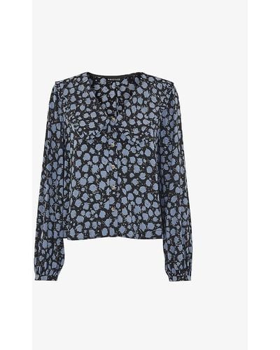 Whistles Dalmatian-print Wide-collar Woven Shirt - Blue