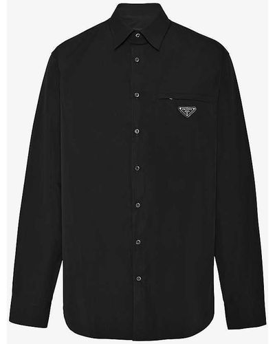Prada Classic-collar Oversized-fit Cotton Shirt - Black
