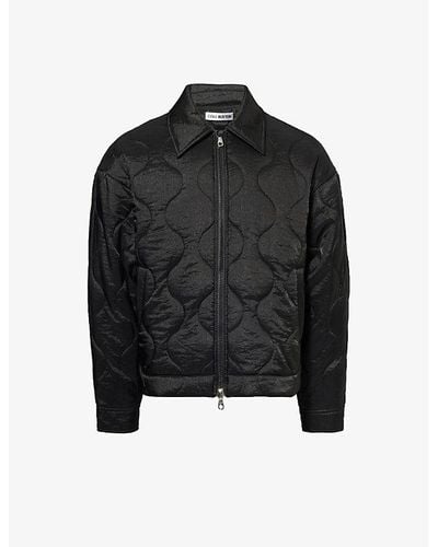 Cole Buxton Quilted Spread-collar Shell-down Overshirt - Black