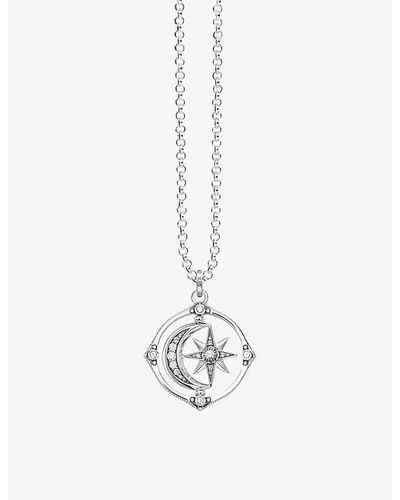 Thomas Sabo Star & Moon Spinning Sterling Silver And Zirconia Necklace - White