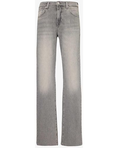 7 For All Mankind Tess Straight-leg Mid-rise Stretch-denim Jeans - Grey