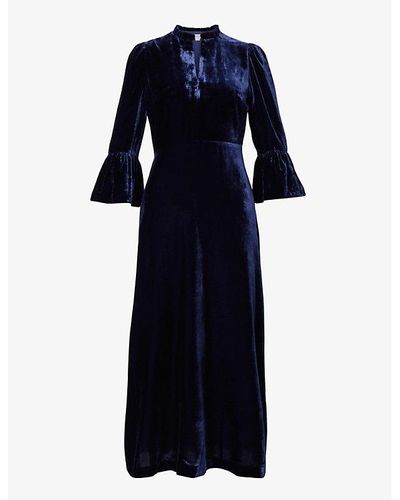 Aspiga Esther V-neck Woven-blend Midi Dress - Blue