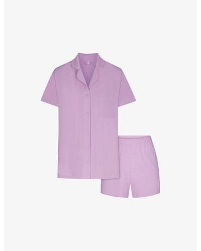 Skims Soft Lounge Stretch-woven Short Pajamas - Purple