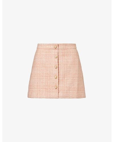 Reformation Brielle Tweed-textured Woven Mini Skirt - Pink