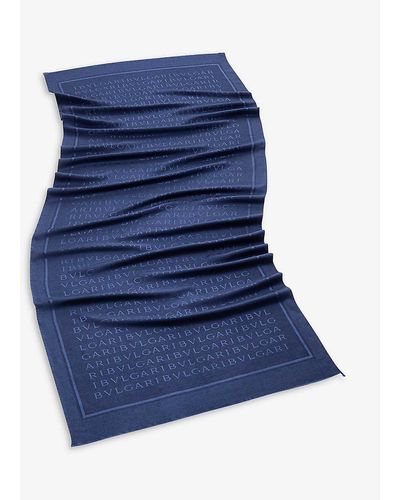 BVLGARI Lettere Maxi Brand-pattern Wool And Silk Stole - Blue