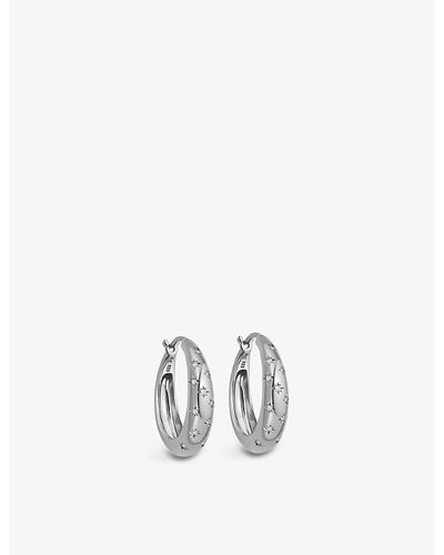 Astley Clarke Celestial Mini Star-engraved Sterling-silver And White Sapphire Hoop Earrings
