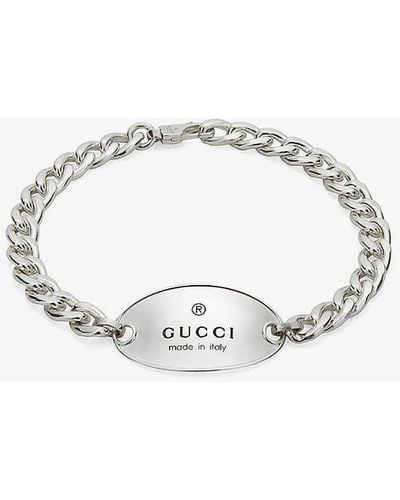 Gucci Trademark Logo-engraved Sterling Bracelet - White