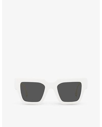 Versace Ve4431 Logo Cut-out Acetate Sunglasses - White
