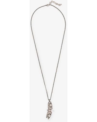 Alexander McQueen Dragonfly Brass Pendant Necklace - White