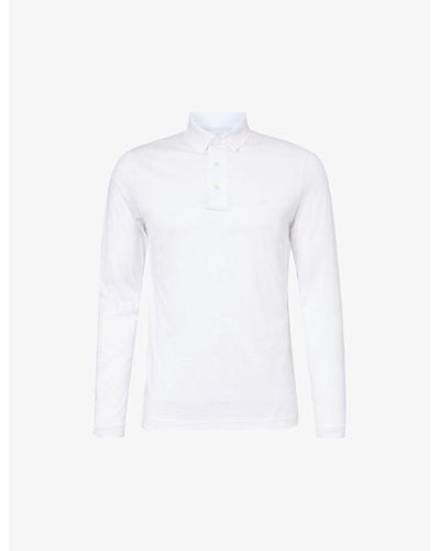 Emporio Armani Rubberised-logo Regular-fit Woven Polo Shirt X - White