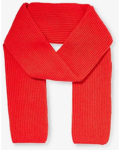 Johnstons of Elgin Ribbed Cashmere Scarf - Red