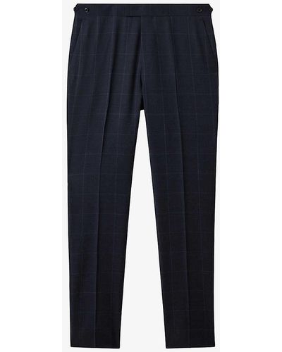 Reiss Vy Klink Slim-fit Checked Wool Trousers - Blue