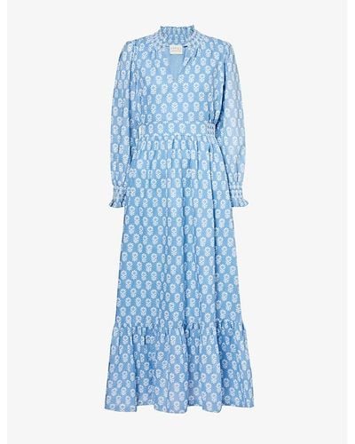 Aspiga Emmeline Floral-print Organic-cotton Maxi Dress X - Blue