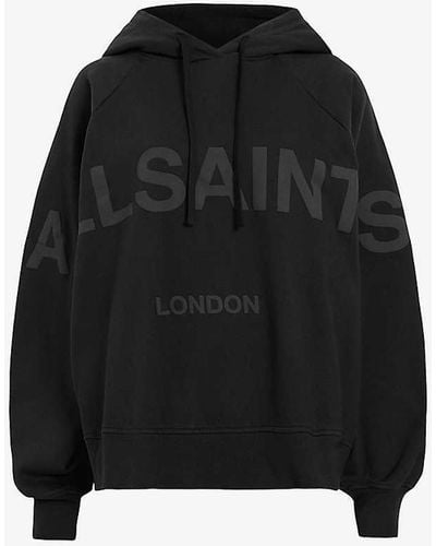 AllSaints Talon Graphic-print Relaxed-fit Organic-cotton Hoody Xx - Black