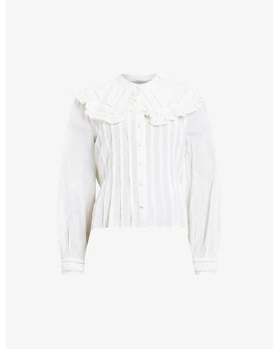 AllSaints Olea Removable-collar Pin-tucked Woven Shirt - White