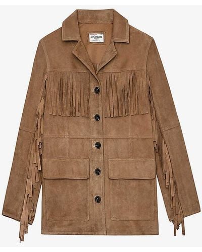 Zadig & Voltaire Lala Fringed Suede-leather Jacket - Brown