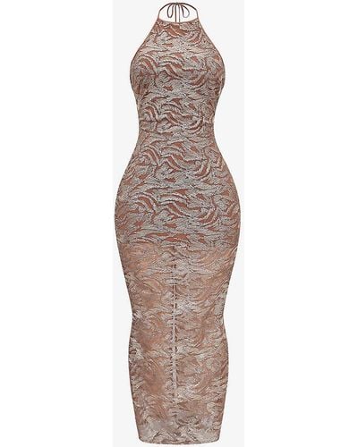 House Of Cb Giada Sequin-embroidered Woven Maxi Dress - Metallic