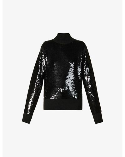 JOSEPH Sequin-embellished Wool-blend Knitted Sweater - Black