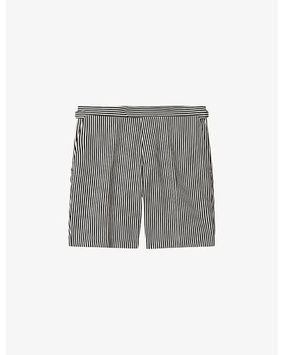 Reiss Stream Stripe-pattern Stretch Woven-blend Shorts - Grey