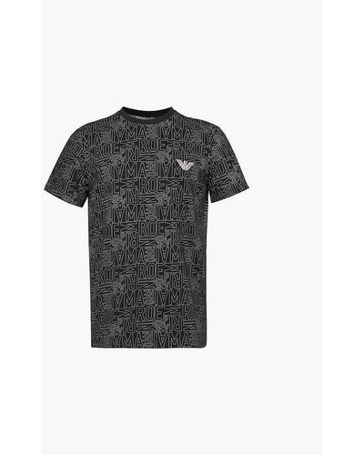 Emporio Armani Brand-embroidered Cotton-jersey T-shirt - Black