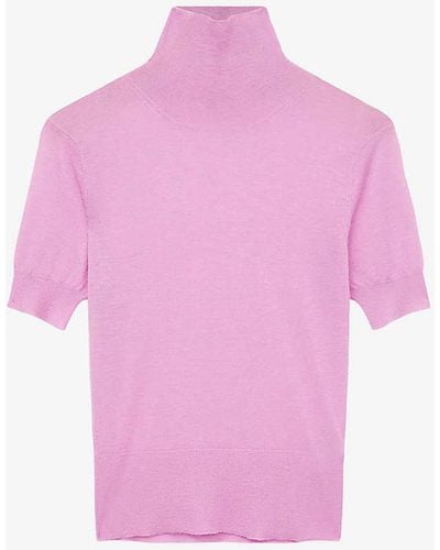 JOSEPH Cashair High-neck Cashmere Top - Pink