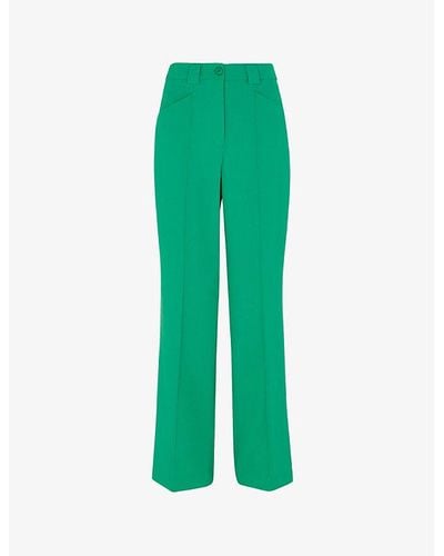 Whistles Flora Straight-leg Mid-rise Stretch-woven Pants - Green