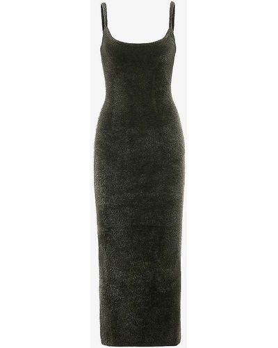 House Of Cb Fayette Brushed-texture Stretch-woven Maxi Dress - Green