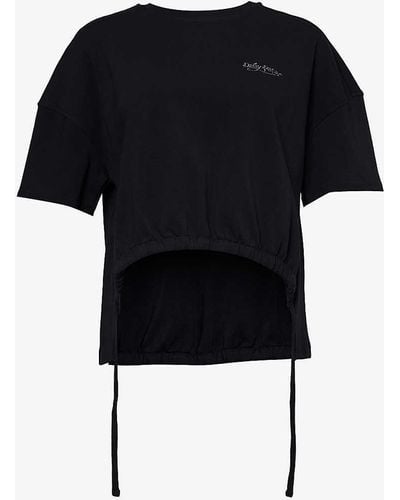 Daily Paper Desta Drawstring Relaxed-fit Stretch-cotton T-shirt - Black