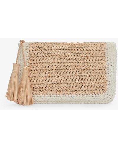 The White Company Tassel-zip Crochet Raffia Pouch - Natural