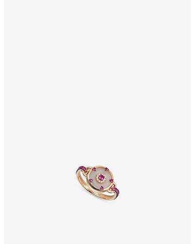 Nadine Aysoy Celeste 18ct Rose-gold, 0.07ct Diamonds, 0.77ct Pink Sapphire And 9.75ct Jade Ring - White