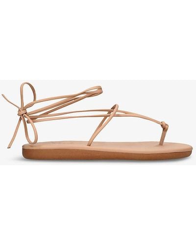 Ancient Greek Sandals Chordi Strappy Leather Flip Flops - Natural